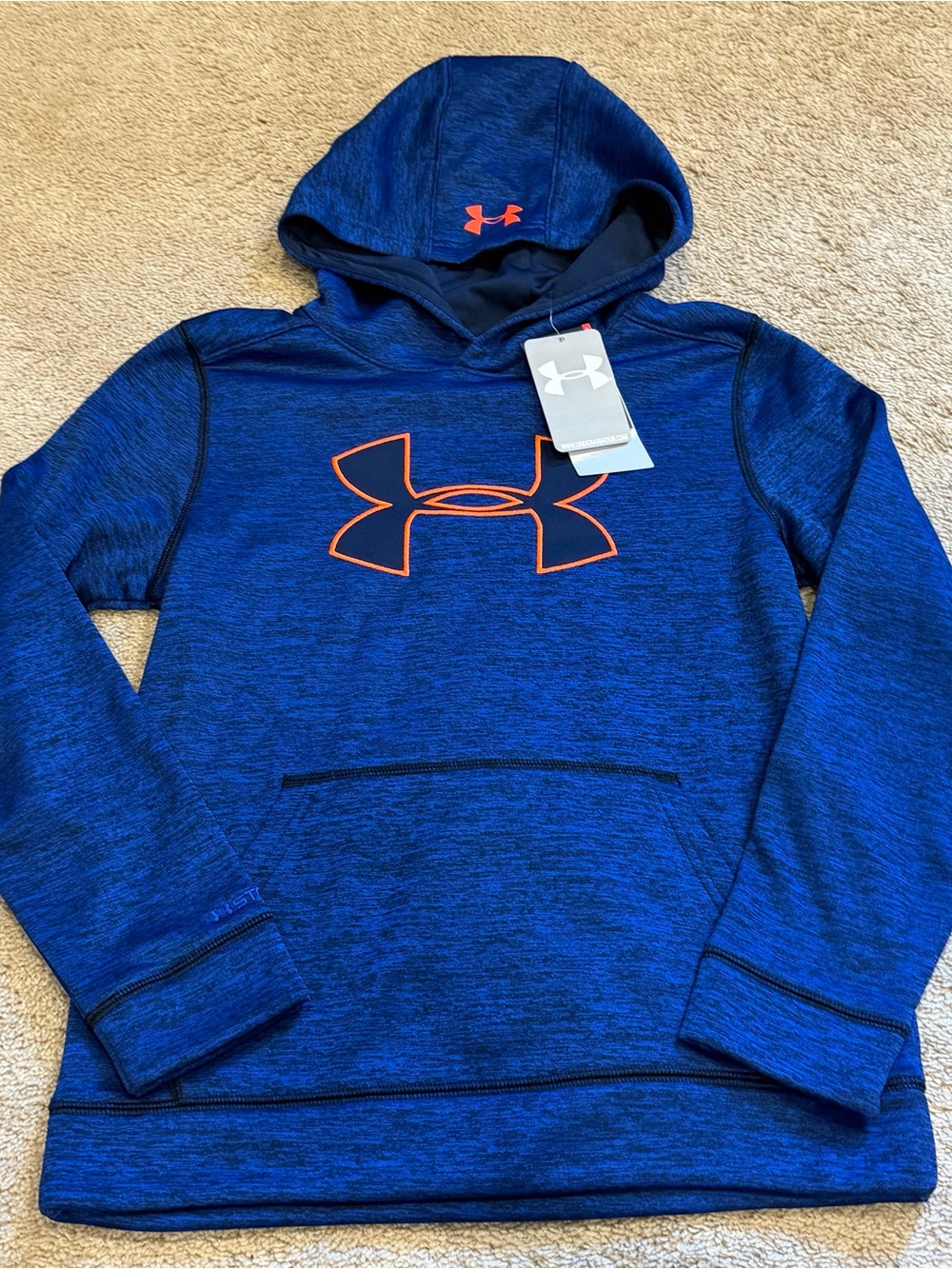 Under Armour Royal Blue Hoodie with Orange Logo YMD NWT